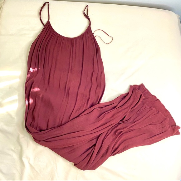 Witchery Maxi Shift Dress Size 8 Burgundy Red Relaxed Fit Spaghetti Strap - Picture 5 of 10
